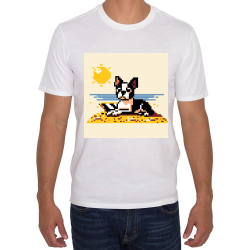 Fotografía del producto Boston Terrier en la playa (59808)